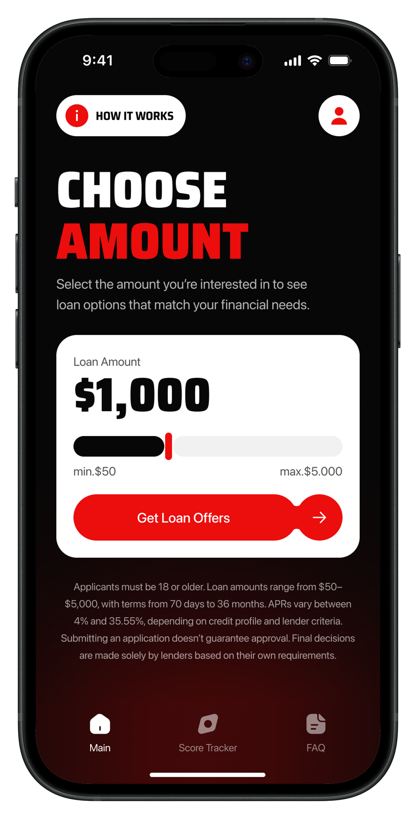 Instant Cash Advance: GC Loans app - Choose loan amount